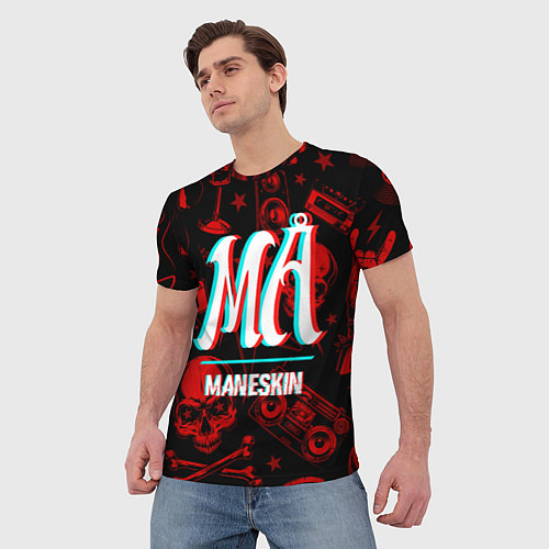 Мужская футболка Maneskin rock glitch / 3D-принт – фото 3