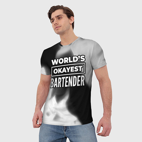 Мужская футболка Worlds okayest bartender - dark / 3D-принт – фото 3