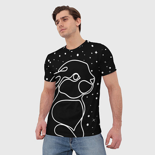 Мужская футболка Кролик и снегопад / 3D-принт – фото 3