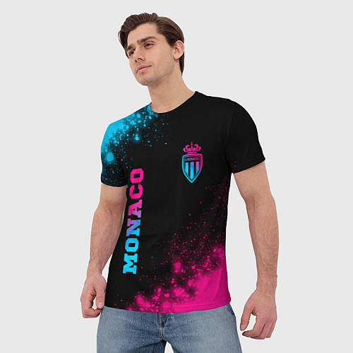 Мужская футболка Monaco - neon gradient: надпись, символ / 3D-принт – фото 3