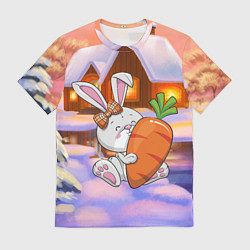 Футболка мужская Зайчик с большой морковью, цвет: 3D-принт