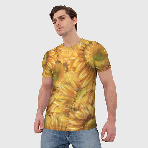Мужская футболка Подсолнухи / 3D-принт – фото 3