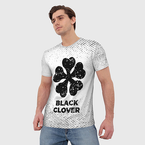 Мужская футболка Black Clover с потертостями на светлом фоне / 3D-принт – фото 3