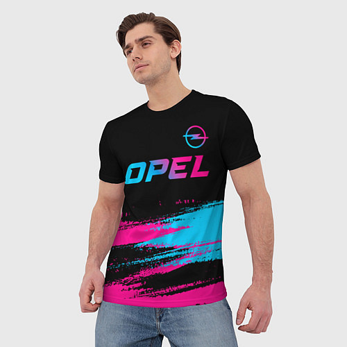 Мужская футболка Opel - neon gradient: символ сверху / 3D-принт – фото 3