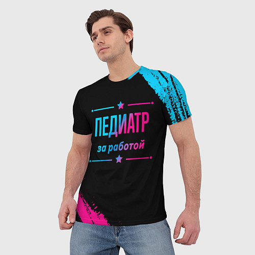 Мужская футболка Педиатр за работой - неоновый градиент / 3D-принт – фото 3