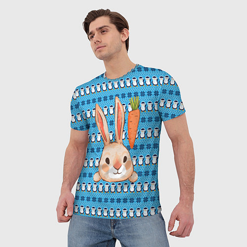 Мужская футболка Заяц и морковка / 3D-принт – фото 3