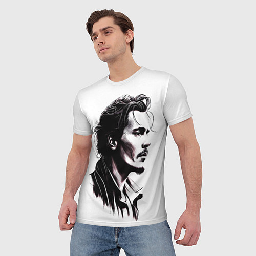 Мужская футболка Джонни Депп - рисунок / 3D-принт – фото 3