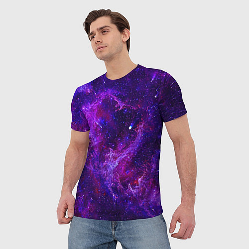 Мужская футболка Неоновый космос и звезды / 3D-принт – фото 3