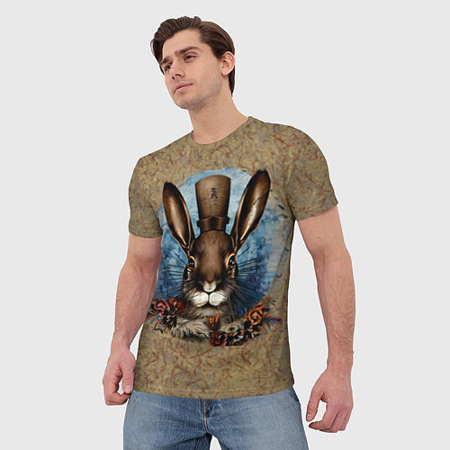 Мужская футболка Ретро кролик / 3D-принт – фото 3