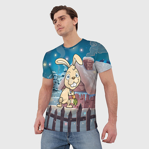 Мужская футболка Кролик с морковкой - символ 2023 / 3D-принт – фото 3