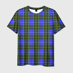 Футболка мужская Ткань Шотландка сине-зелёная, цвет: 3D-принт