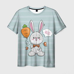 Футболка мужская Милый зайка с шариком-морковкой, цвет: 3D-принт