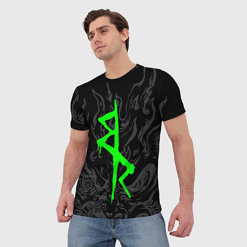 Мужская футболка Логотип Cyberpunk: Edgerunners - Дэвид / 3D-принт – фото 3