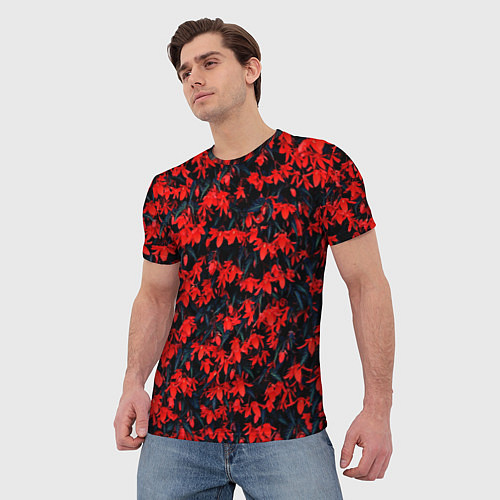 Мужская футболка Красные бегонии / 3D-принт – фото 3