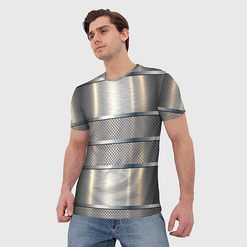 Мужская футболка Металлические полосы - текстура алюминия / 3D-принт – фото 3