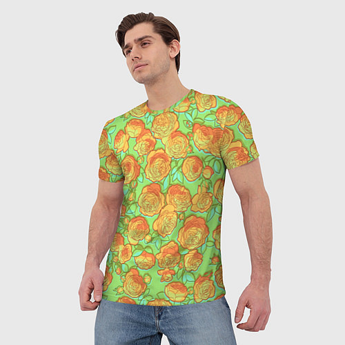 Мужская футболка Яркая Чайная роза / 3D-принт – фото 3