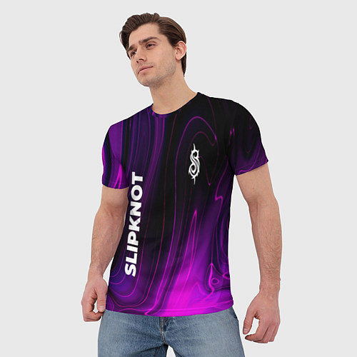 Мужская футболка Slipknot violet plasma / 3D-принт – фото 3