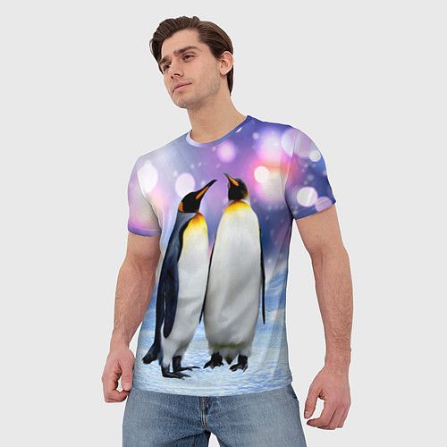 Мужская футболка Пингвины на снегу / 3D-принт – фото 3