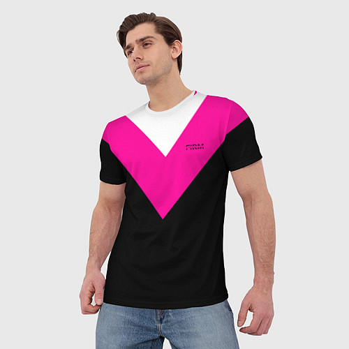 Мужская футболка FIRM черный с розовой вставкой / 3D-принт – фото 3