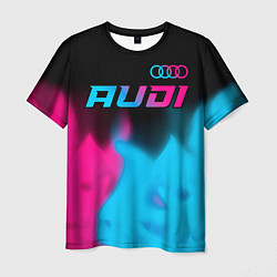 Футболка мужская Audi - neon gradient: символ сверху, цвет: 3D-принт