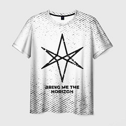 Футболка мужская Bring Me the Horizon с потертостями на светлом фон, цвет: 3D-принт