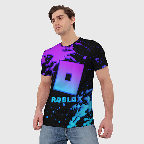 Мужская футболка Roblox logo neon gradient / 3D-принт – фото 3