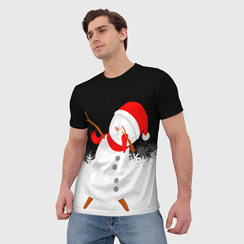 Мужская футболка Снеговик dab / 3D-принт – фото 3