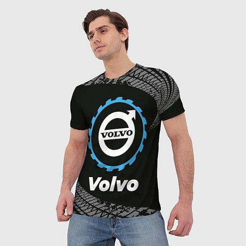 Мужская футболка Volvo в стиле Top Gear со следами шин на фоне / 3D-принт – фото 3