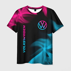 Футболка мужская Volkswagen - neon gradient: надпись, символ, цвет: 3D-принт