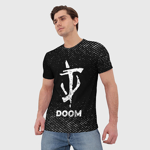 Мужская футболка Doom с потертостями на темном фоне / 3D-принт – фото 3