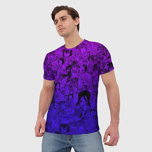 Мужская футболка Ахегао яркий градиент / 3D-принт – фото 3