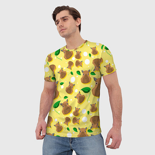 Мужская футболка Капибара паттерн / 3D-принт – фото 3
