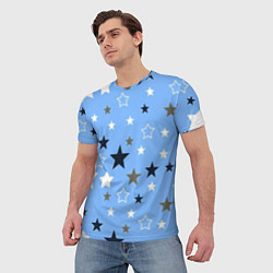Футболка мужская Звёзды на голубом фоне, цвет: 3D-принт — фото 2