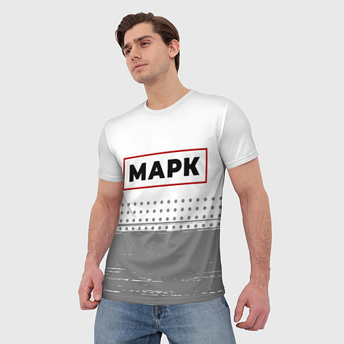 Мужская футболка Марк - в красной рамке на светлом / 3D-принт – фото 3