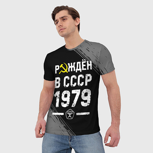 Мужская футболка Рождён в СССР в 1979 году на темном фоне / 3D-принт – фото 3