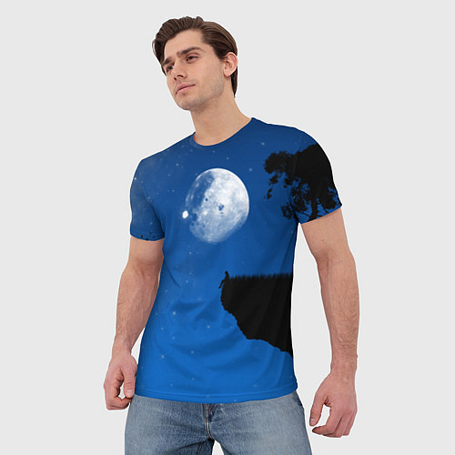 Мужская футболка На краю пропасти под луной / 3D-принт – фото 3