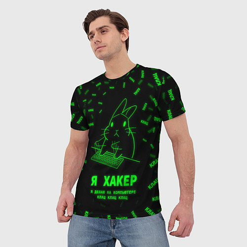 Мужская футболка Кролик хакер / 3D-принт – фото 3