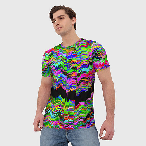 Мужская футболка Глитч с искривлённым ртом / 3D-принт – фото 3