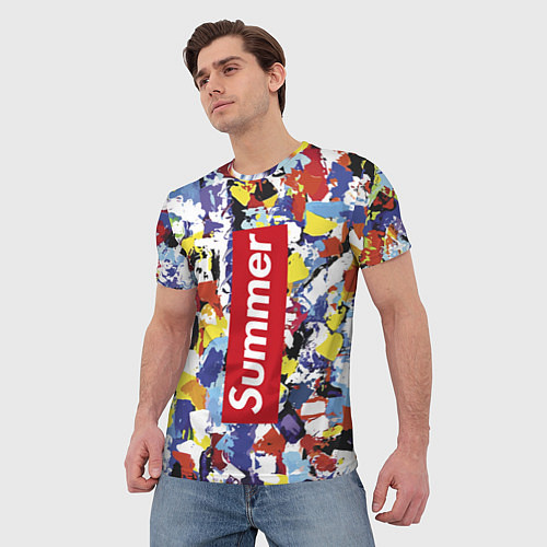 Мужская футболка Экспрессивный летний паттерн / 3D-принт – фото 3