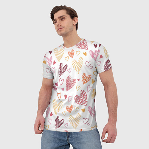 Мужская футболка Hearts world / 3D-принт – фото 3