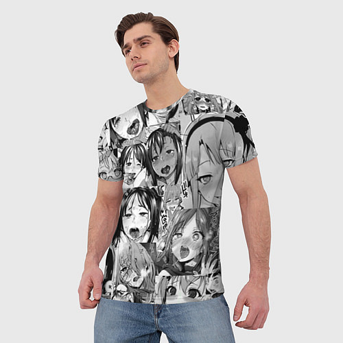 Мужская футболка Ахегао паттерн / 3D-принт – фото 3