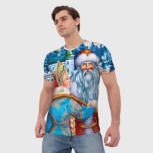 Мужская футболка Дед Мороз со Снегуркой / 3D-принт – фото 3