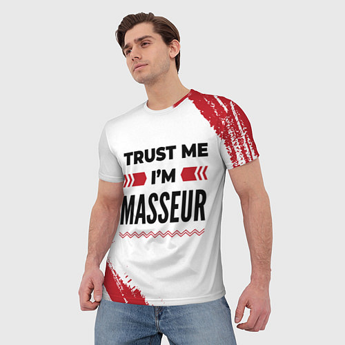 Мужская футболка Trust me Im masseur white / 3D-принт – фото 3