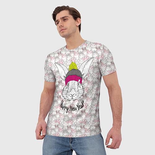Мужская футболка Морда кролика 2023 / 3D-принт – фото 3