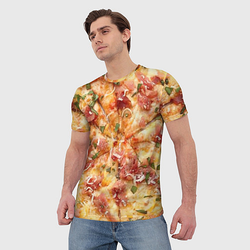 Мужская футболка Вкусная пицца / 3D-принт – фото 3