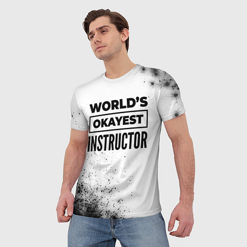 Мужская футболка Worlds okayest instructor - white / 3D-принт – фото 3