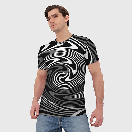 Мужская футболка Black and white abstract pattern / 3D-принт – фото 3
