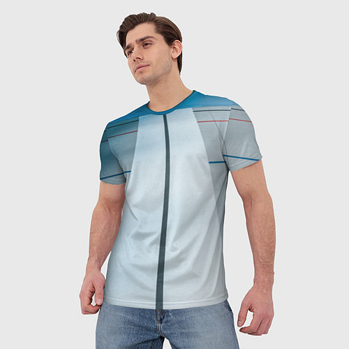 Мужская футболка Абстрактные линии и цветные пластины / 3D-принт – фото 3