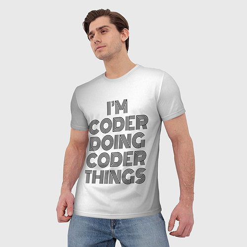 Мужская футболка Im doing coder things: на светлом / 3D-принт – фото 3