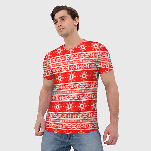 Мужская футболка New Year snowflake pattern / 3D-принт – фото 3